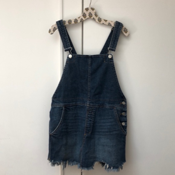 Free People Torn Up Denim Jumper sz 8 - Picture 3 of 7